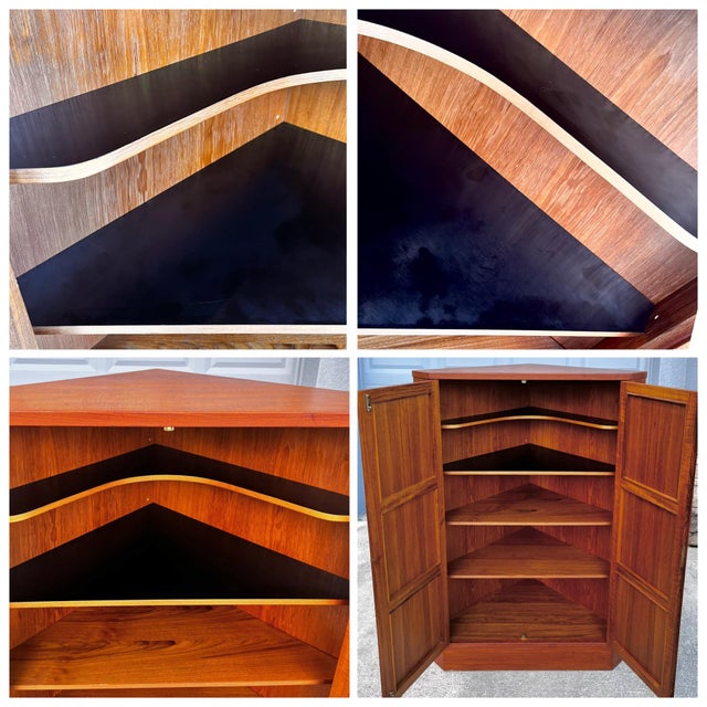 Brown Mid Century Danish Modern Teak Corner Cabinet With Lock + Key | Vamo Sønderborg Møbelfabrik For Sale - Image 8 of 18
