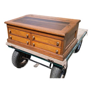 Antique Oak 4 Drawer Lift Top Spool Cabinet Desk 1890s For Sale
