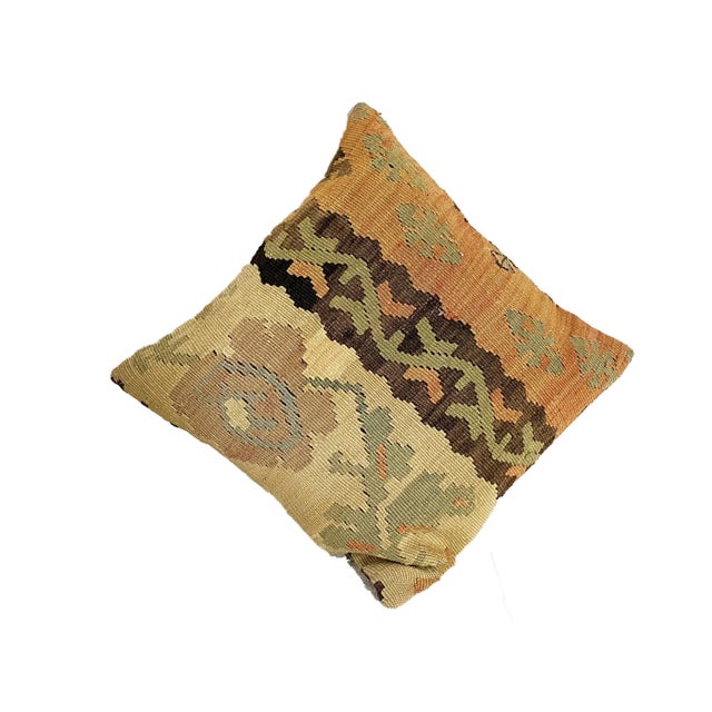 A superb custom-made vintage hand-woven tribal Konya kilim pillow cover featuring stunning pastel hues and intricate...