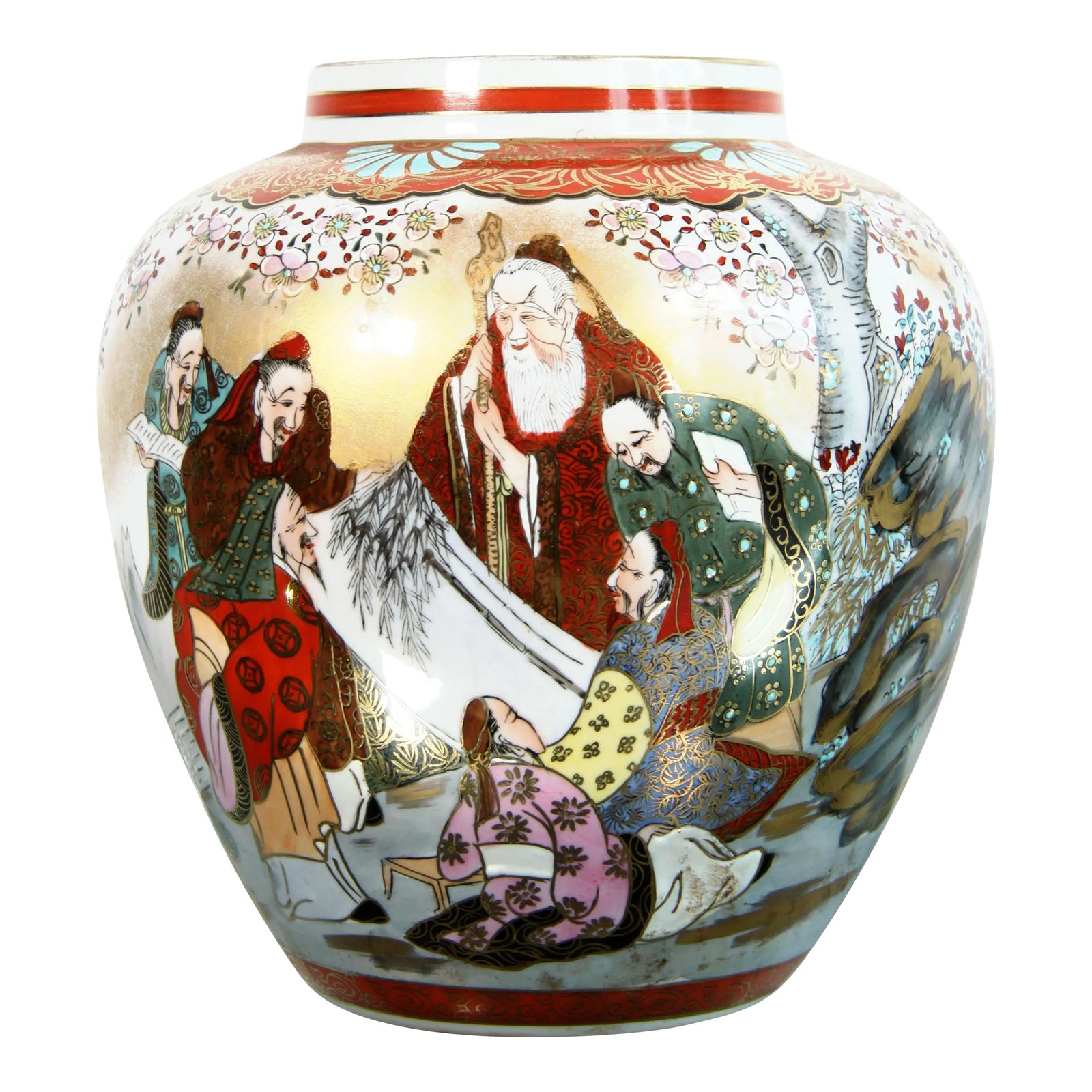 Vintage Japanese Satsuma Ginger Jar Vase