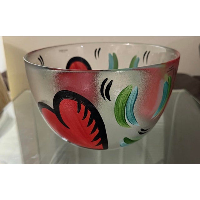 1970s 1970s Kosta Boda Signed Ulrica Hyman Vallien Hand Painted Heart Plate & Bowl For Sale - Image 5 of 9