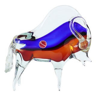 Mid-Century Murano Glass Bull Sculpture For Sale