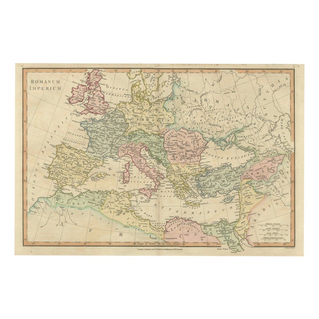 Roman Empire Map by Wilkinson, London, 1817 For Sale