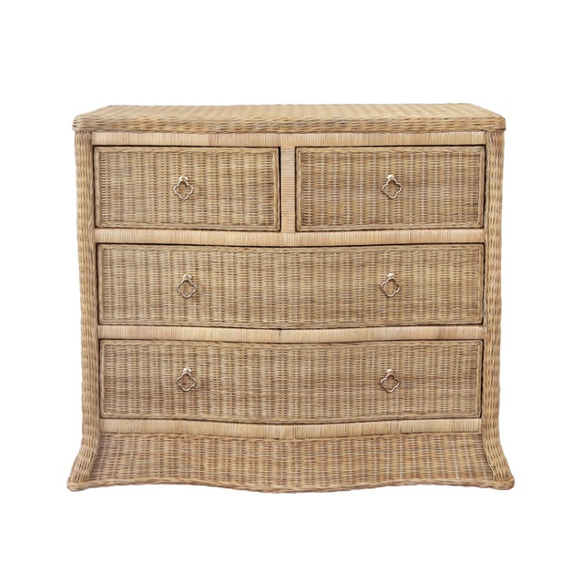 Matthew Izzo Home Celine Four Drawer Woven Rattan Chest With Satin Brass Drawer Pulls and Soft Slide Drawers For Sale - Image 12 of 12