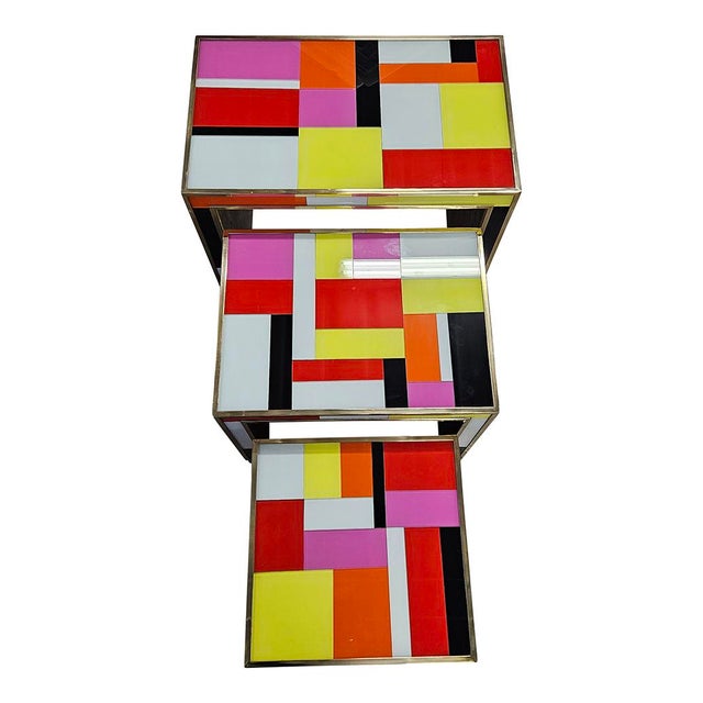 Glass Nesting Tables, 1980s, Set of 3 For Sale - Image 6 of 9