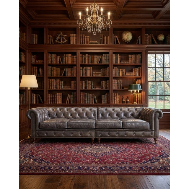 Century Chesterfield Sofa - Dark Brown Leather - 118" For Sale - Image 14 of 15