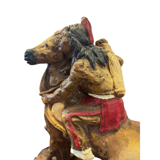 Vintage Native American Warrior on Horseback Figure For Sale - Image 4 of 11
