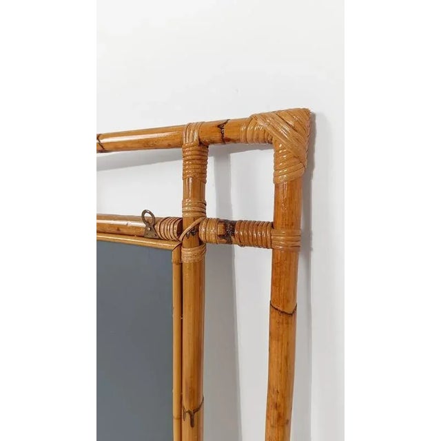 Very Large Vintage Mirror with Geometric Decor in Bamboo Cane and Rattan, Italy, 1970s For Sale - Image 11 of 14