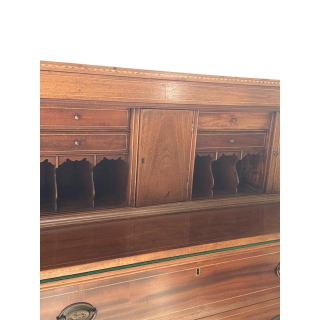 Thomas Seymour Federal Style Inlaid Mahogany Ladies Tambour Writing Desk & Secretary. For Sale - Image 4 of 12
