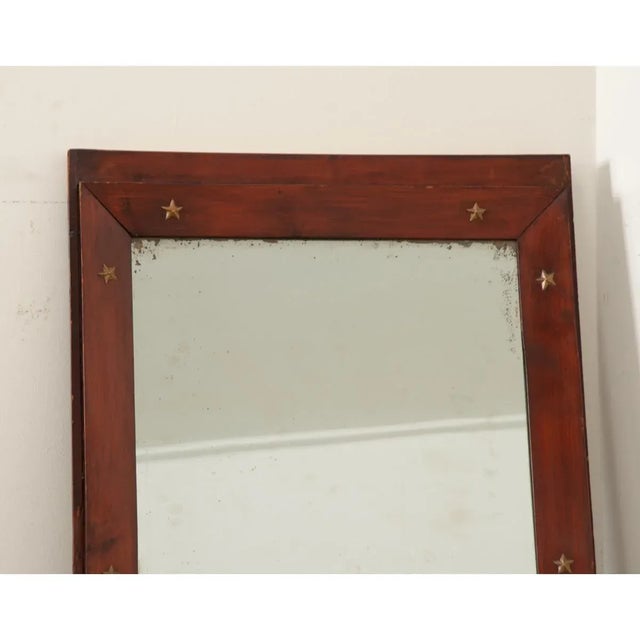 French 19th Century Empire Mahogany Mirror With Bronze Stars For Sale - Image 9 of 11