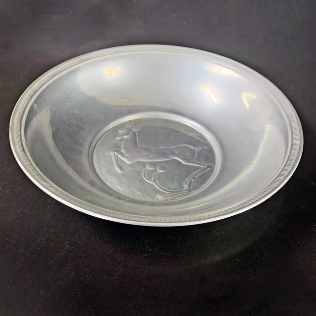 American 1930s Oscar Bach Glazed Aluminum Leaping Stag Bowl For Sale - Image 3 of 4