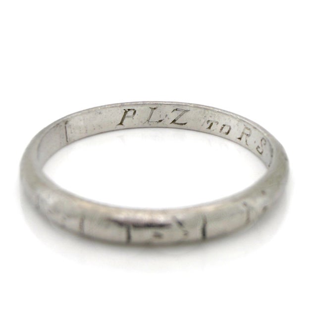 Art Deco Antique Platinum Wedding Band, Stacking Ring, Size 5 For Sale - Image 4 of 10