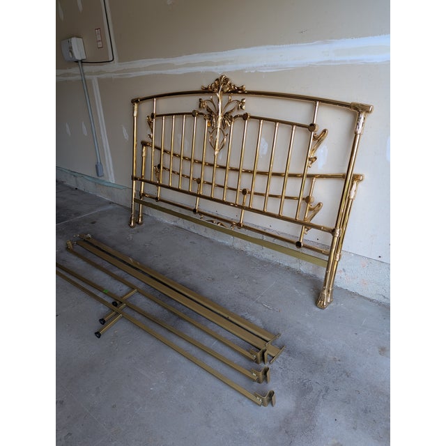 Late 20th Century Late 20th Century Art Nouveau King Brass Bed Frame by Elliott's Designs For Sale - Image 5 of 18