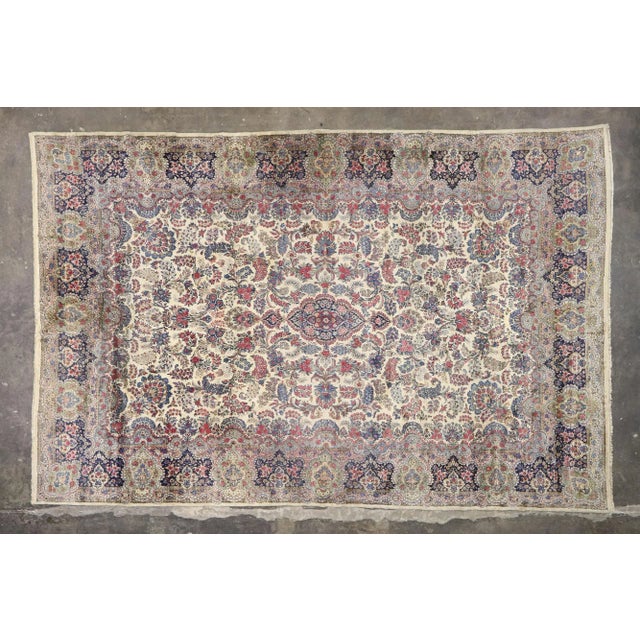 Beige Vintage Persian Kerman Palace Rug, 11'09 X 17'08 For Sale - Image 8 of 9