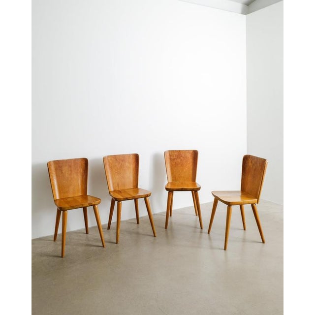 1940s Early Mid-Century Modern Swedish Wooden Dining Chairs in Pine by Göran Malmvall for Svensk Fur, 1940s, Set of 4 For Sale - Image 5 of 8