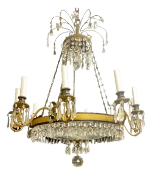 19th Century Empire Chandelier Having Ten Lights, Dore Bronze, Neoclassical,