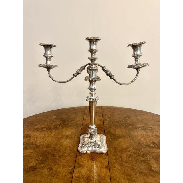 Antique Victorian Ornate Silver-Plated Candelabras, 1860, Set of 2 For Sale - Image 9 of 10