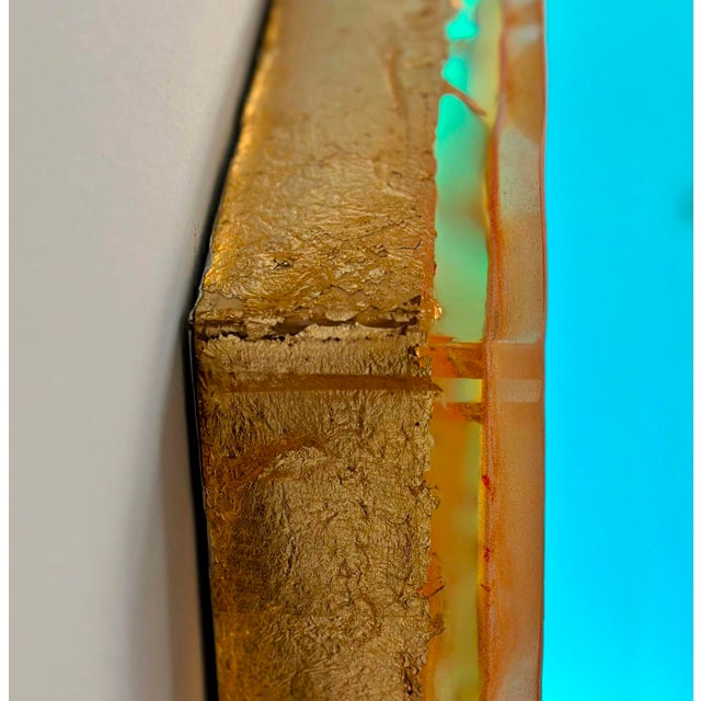 The Long Game by Marc Scheff | layered resin, pencil, acrylic, ink on cradled board depicting a woman's portrait. For Sale - Image 4 of 5