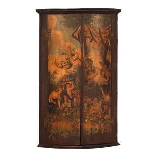 Early 19th Century Painted Hanging Corner Cabinet For Sale