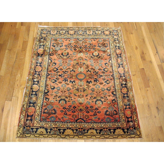 Antique Persian Sarouk Oriental Rug, circa 1910, Small size An antique Persian Sarouk oriental rug, size 4'8" x 3'5",...