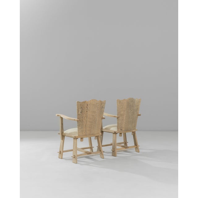 1970s 1970s French Carved Oak Armchairs With Upholstered Seats - A Pair For Sale - Image 5 of 18