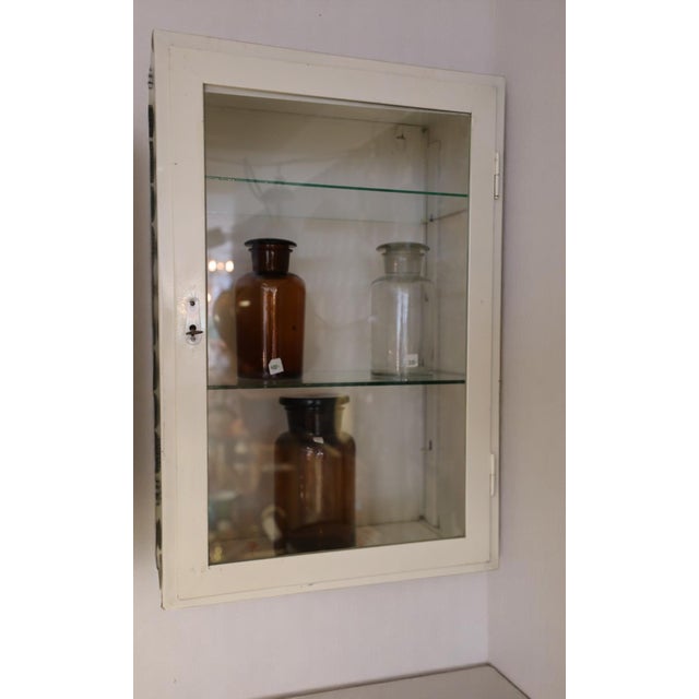 Metal Sheet Metal and Glass Wall Mounted Medicine Cabinet, 1940s For Sale - Image 7 of 7