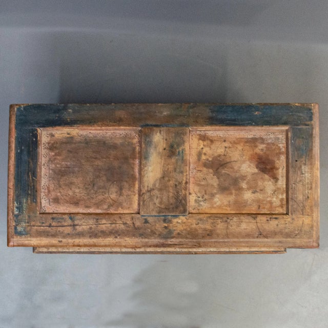 Antique E. European Painted Pine Blanket Chest For Sale - Image 9 of 12