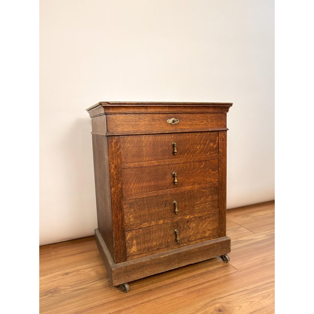 French Vintage French Oak Sewing Cabinet For Sale - Image 3 of 7