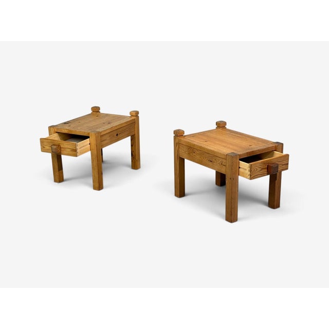 Wood Swedish Modern, Nightstands, Pine, Leather, Sweden, 1970s For Sale - Image 7 of 13