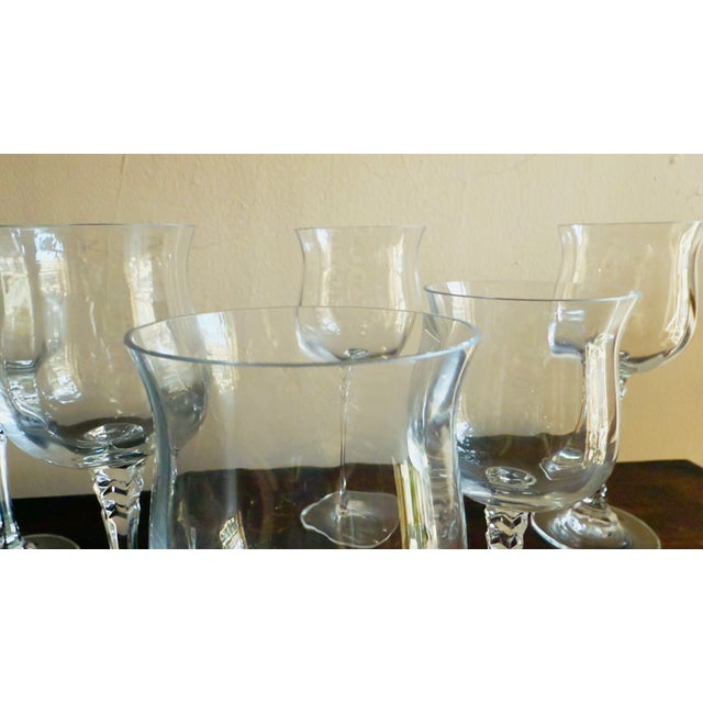Vintage Towle Crystal Silhouette Water Goblets, Set of 8, Optic Bowl, Hexagon Stem For Sale In New York - Image 6 of 13