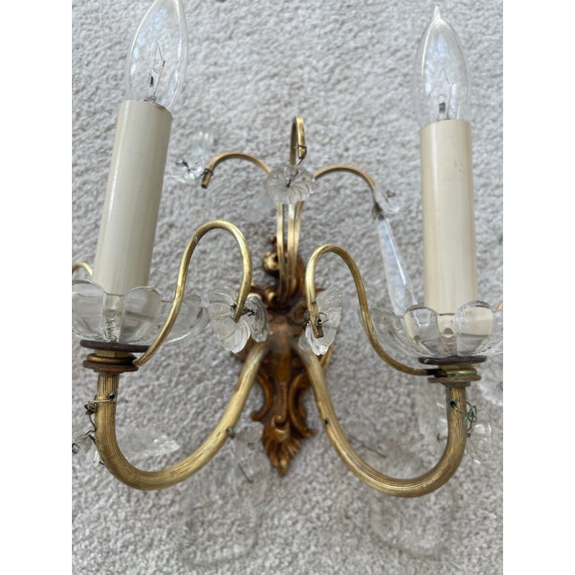 Glass Vintage Pair of Petit French Sconces. For Sale - Image 7 of 10