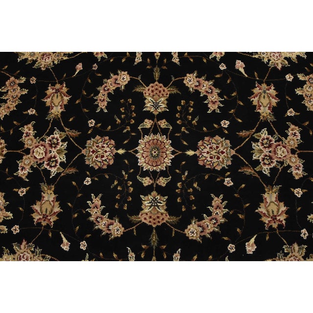 Tabriz Rug 8’6” X 11’9” Black Wool/Silk Traditional Hand-Knotted Oriental Carpet For Sale In Philadelphia - Image 6 of 15