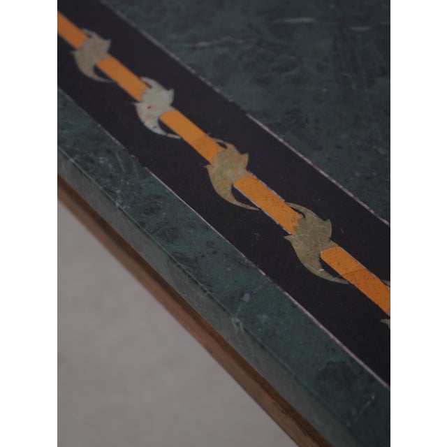 Stone Italian Pietra Dura Neoclassical Marble Top Iron Base Coffee Table For Sale - Image 7 of 13