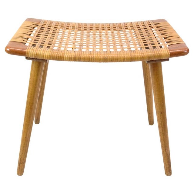 Danish Stool in Teak and Sage Wicker, 1960s For Sale - Image 11 of 11