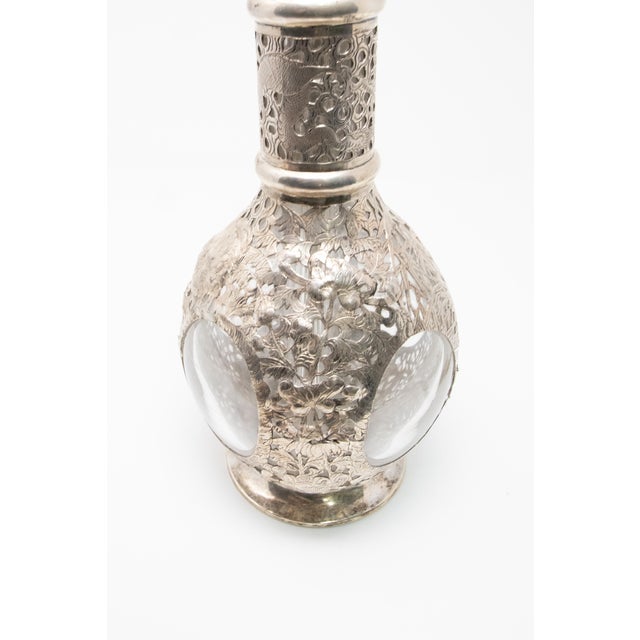 Silver Antique Asian Decanter Silver Over Glass, Late 19th Century For Sale - Image 8 of 13