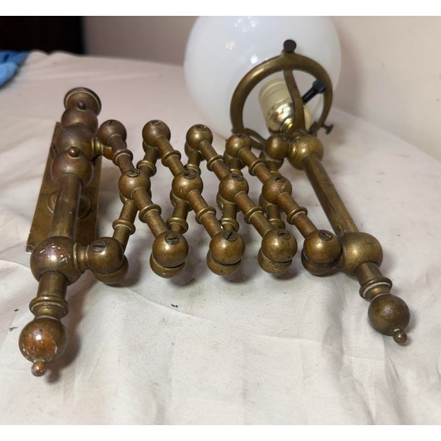 Brass Antique Expandable Extendable Brass Industrial Electric Wall Sconce Fixture Lamp For Sale - Image 8 of 12