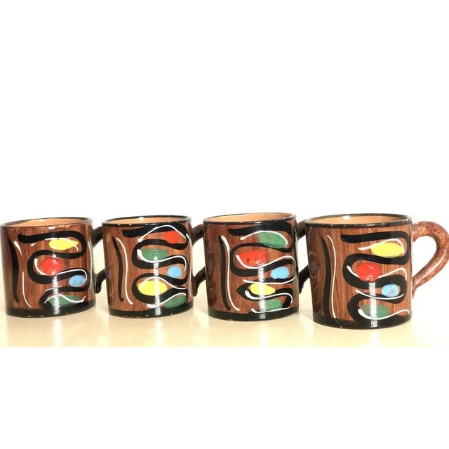 Italian Hand-Painted Ceramic Cups from Deruta, 1960s, Set of 4 For Sale - Image 6 of 6