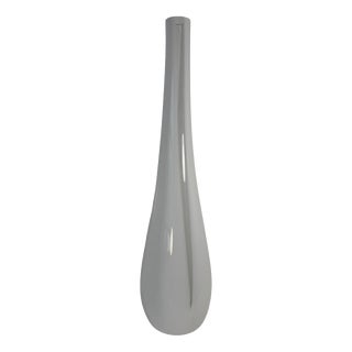 Large White and Clear Murano Glass Vase, Italy, 1990s For Sale