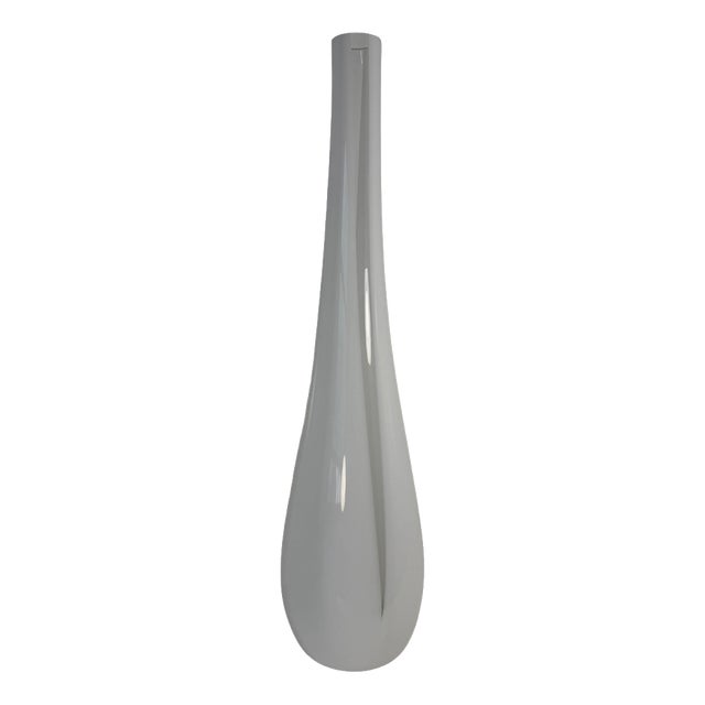 Large White and Clear Murano Glass Vase, Italy, 1990s For Sale