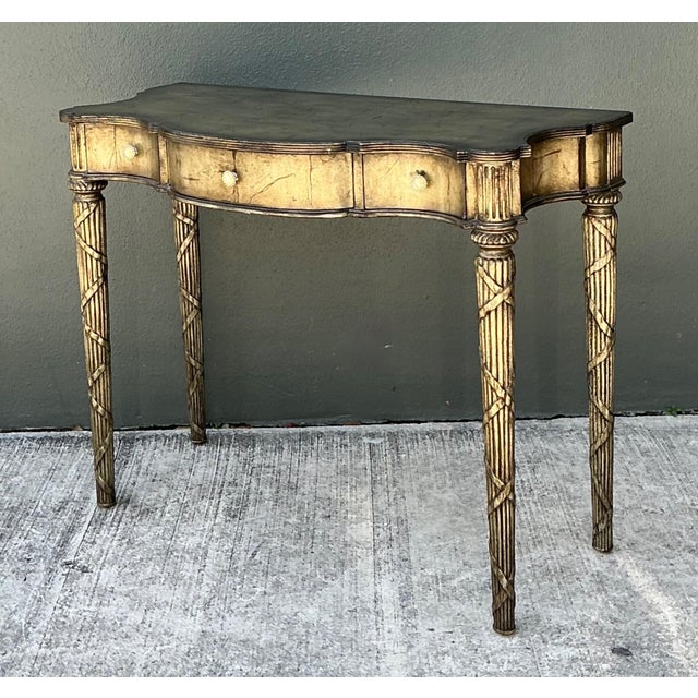 Vintage Mainland Smith Gold Finish Wood Console Table For Sale - Image 11 of 12