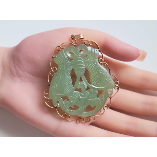 19th Century Gia Certified, Vintage Chinese Serpentine Butterfly Gold Pendant For Sale In Cleveland - Image 6 of 7