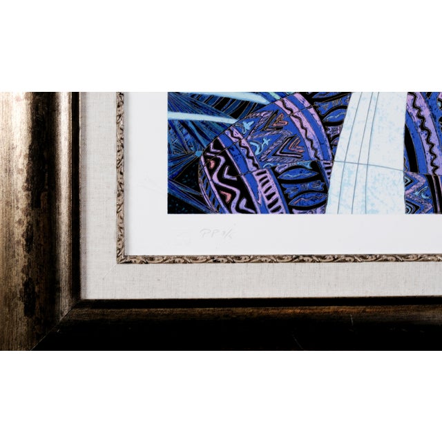 1980s Ting Shao Kuang "Dance of the Peacock" Artist Hand Signed & Numbered Pp (Printer's Proof) 3/5 Beautifully Distressed Frame For Sale - Image 4 of 8
