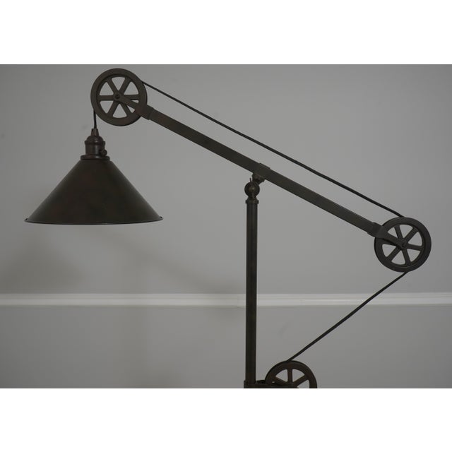 Industrial Restoration Hardware Industrial Pulley Floor Lamp For Sale - Image 3 of 11