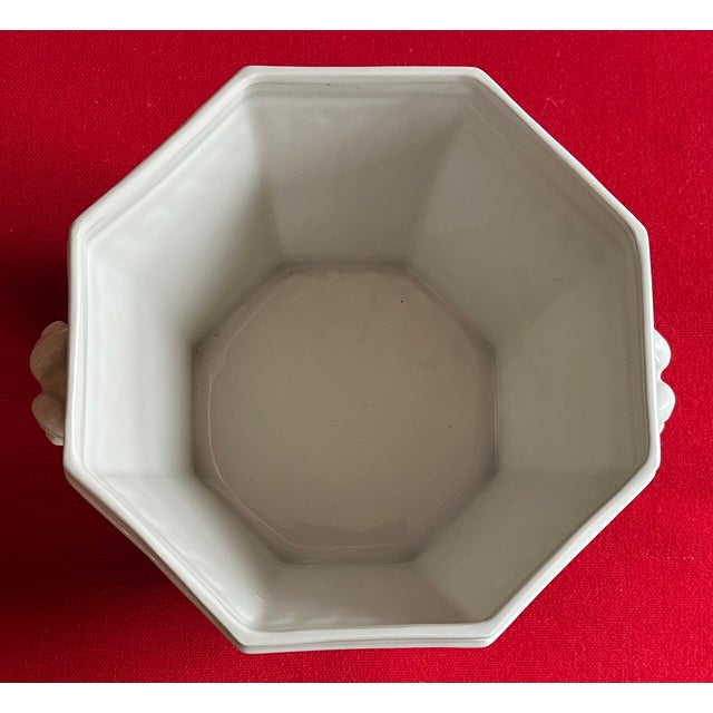 Italian Mancioli Mid-Century Modern Ceramic Cachepot Planter With Ram's Head Handles For Sale - Image 11 of 13