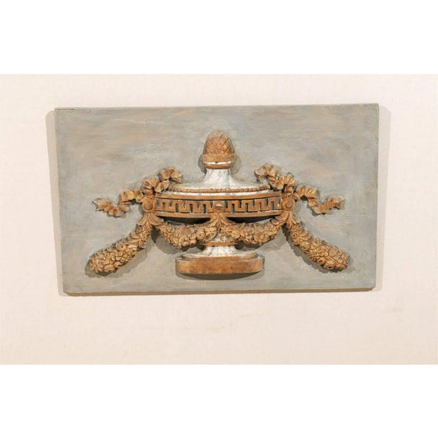 Italian 19th Century Painted Wood Wall Decorations with Carved Urns - A Pair For Sale - Image 4 of 11
