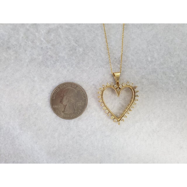 Diamond Cutout Heart Pendant .65cttw 14k Yellow Gold 16" For Sale - Image 4 of 5
