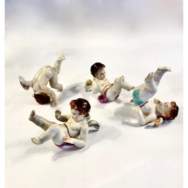 Art Nouveau Capo Di Monte Set of 4 Putti For Sale - Image 3 of 6