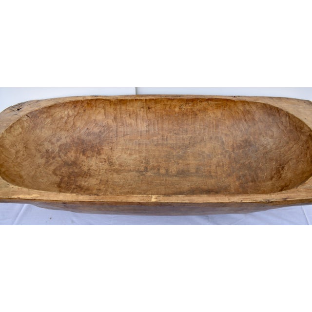 Antique Hand-Hewn Fruitwood Trog or Dough Bowl For Sale - Image 4 of 7