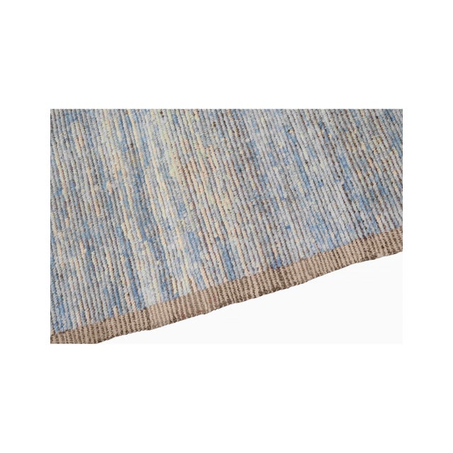 1960s Blue Modern Hand Knotted Wool Rug For Sale - Image 5 of 7