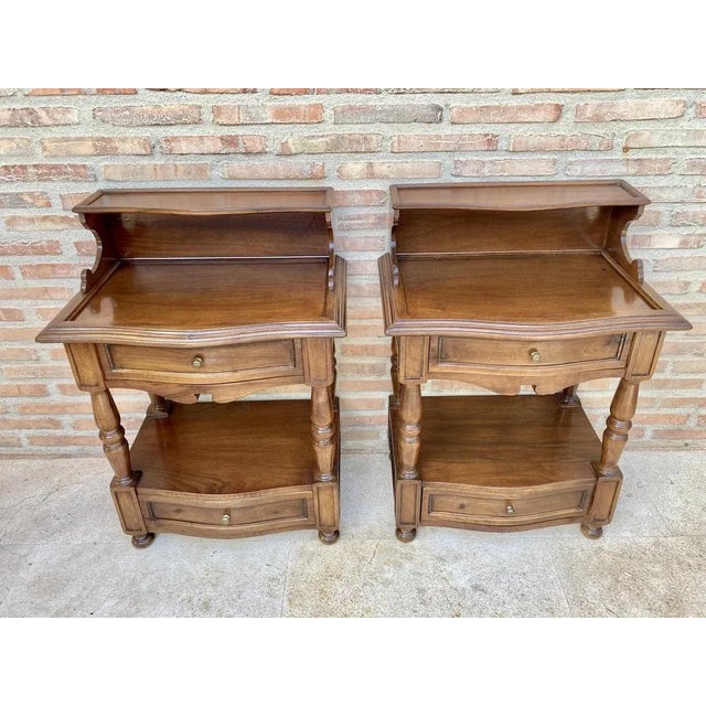 Mid-Century Spanish Wood Nightstands, Set of 2 For Sale - Image 12 of 14